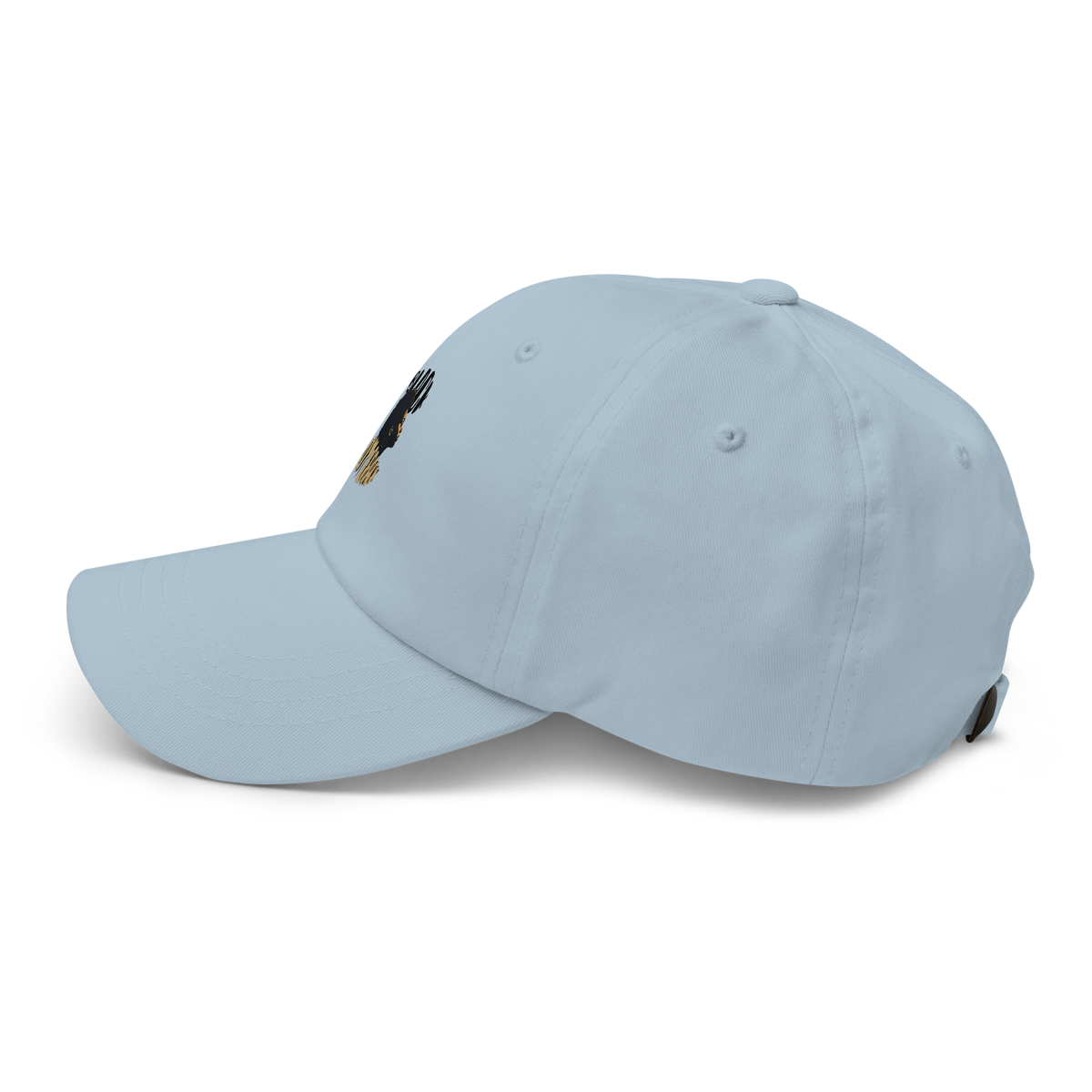Light blue dad hat, left side view