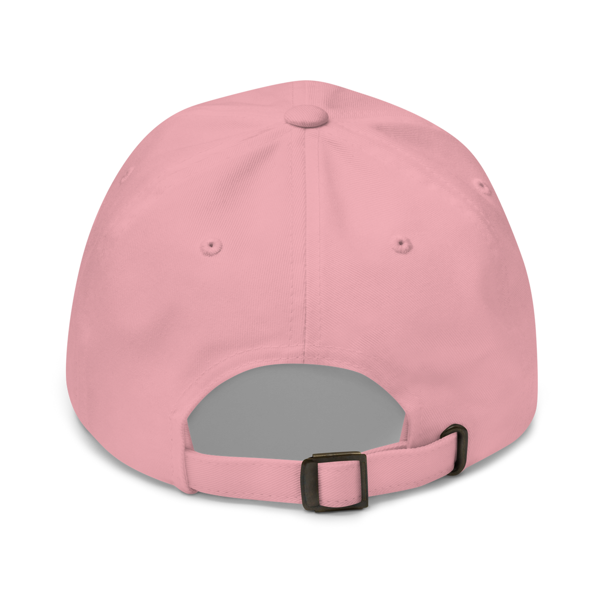 Pink dad hat, plain back view with adjustable strap