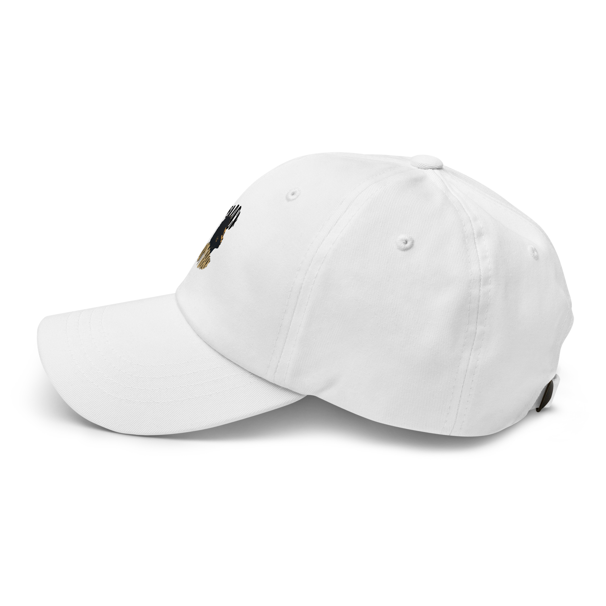 White dad hat, left side view