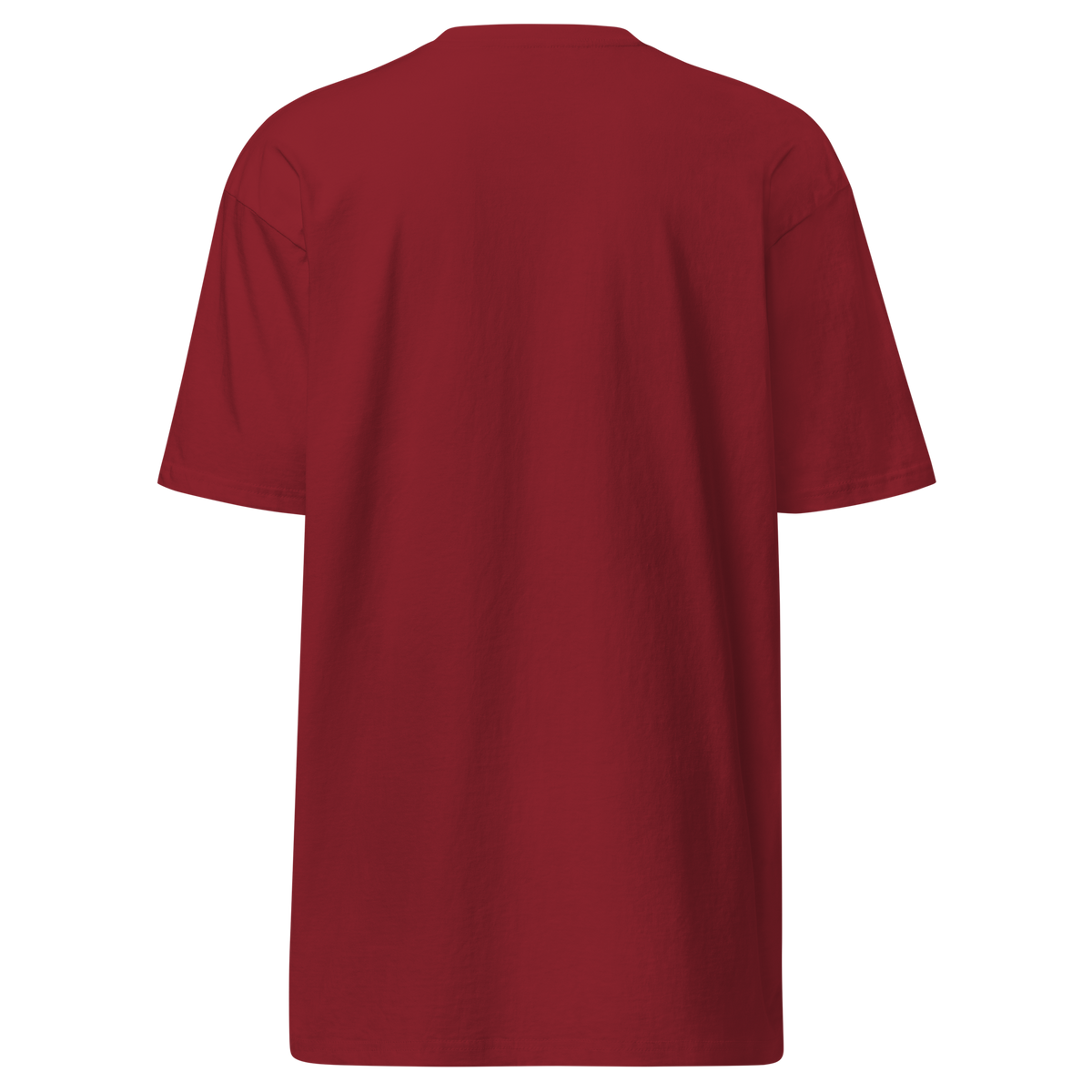 Brick red heavyweight tee, plain back view