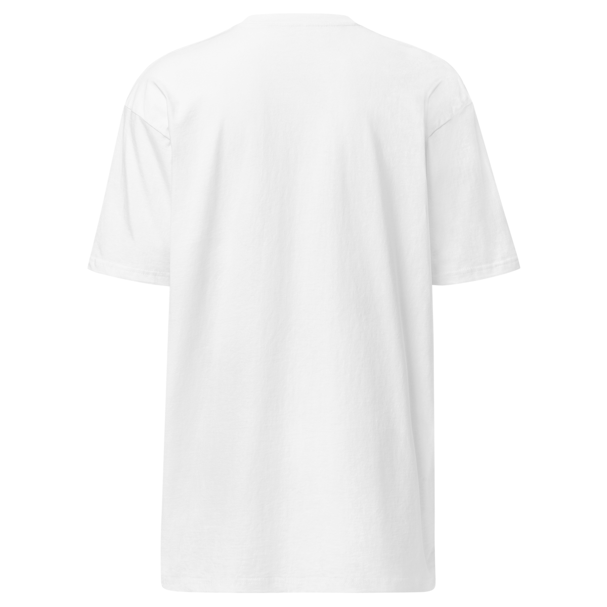 White heavyweight tee, plain back view