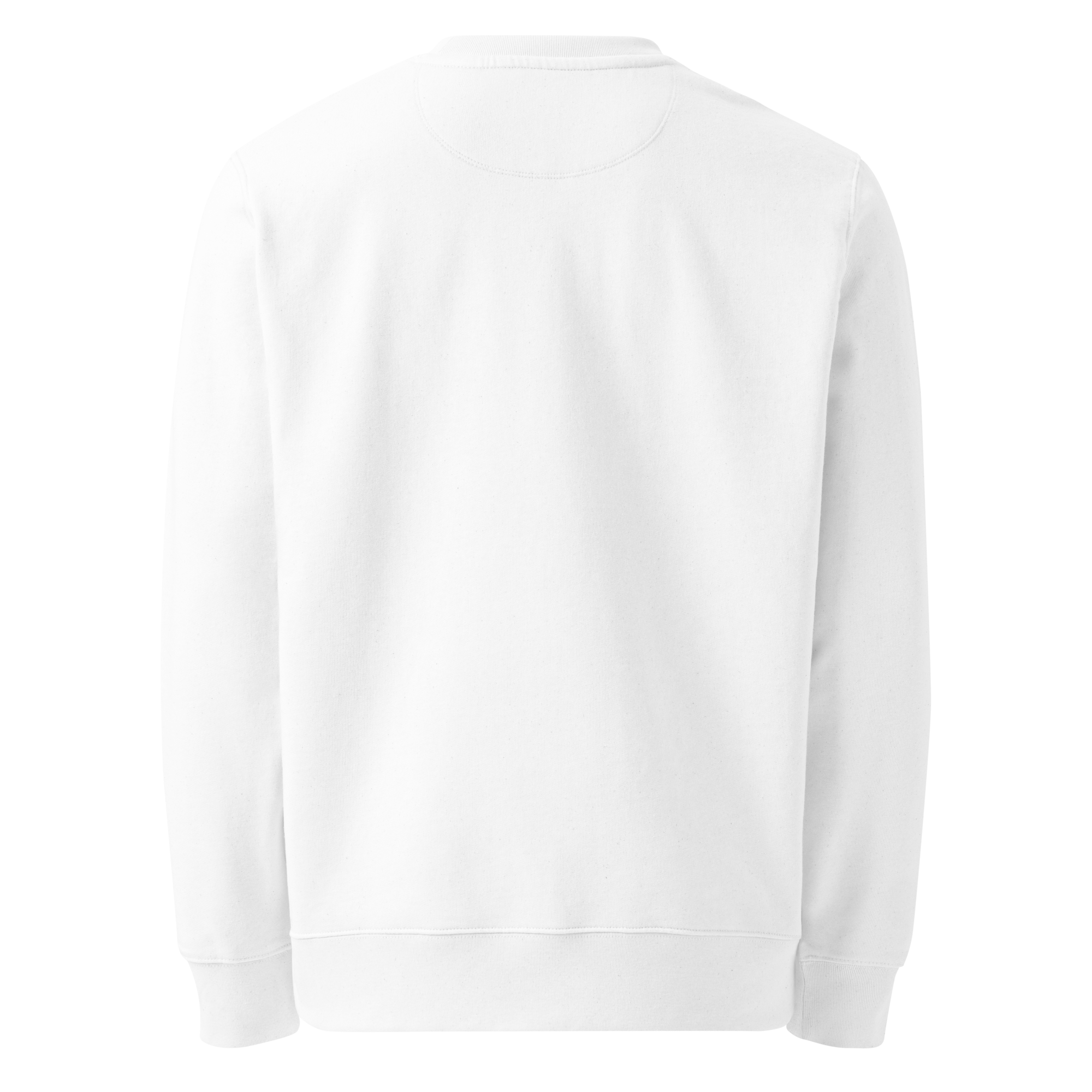 White organic cotton sweatshirt, plain back view