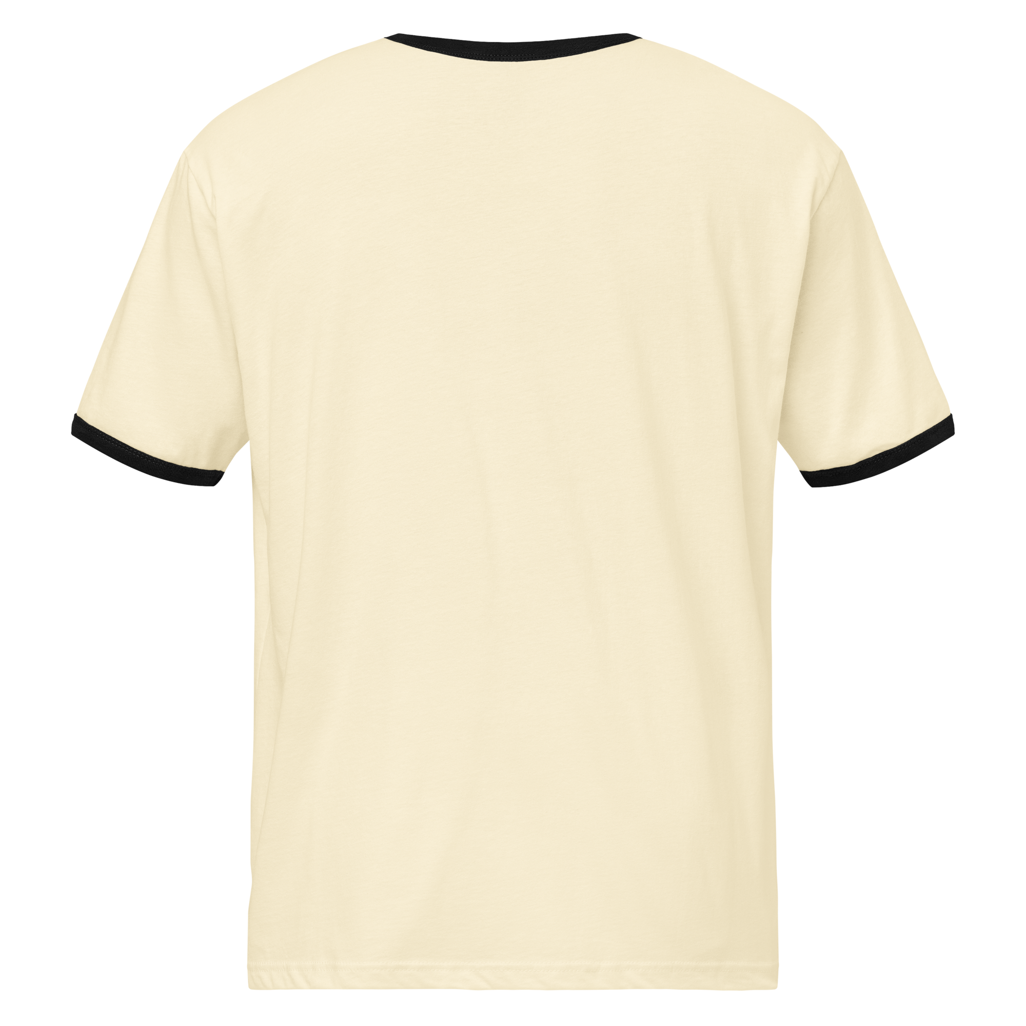 Natural and black ringer tee, plain back view