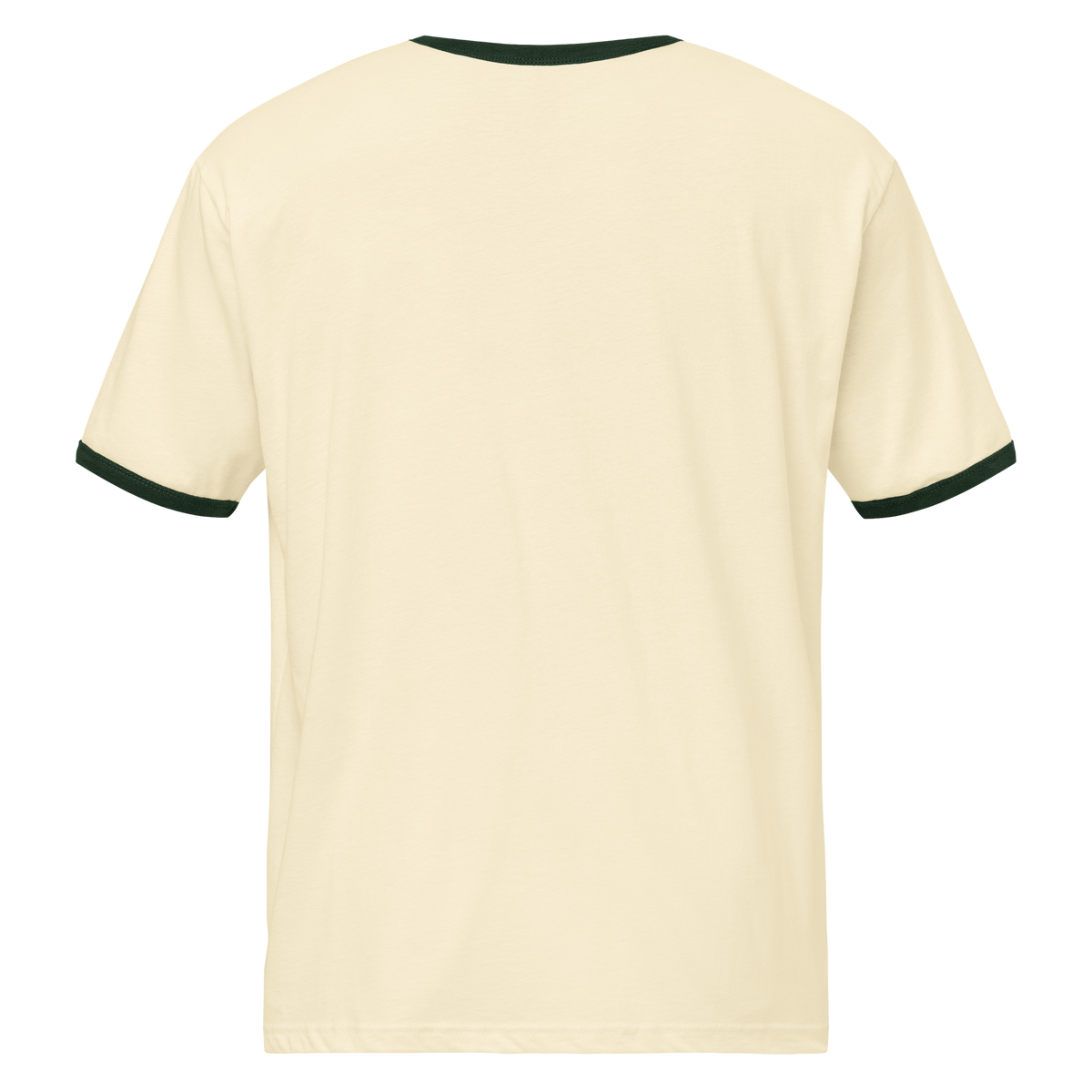 Natural and forest green ringer tee, plain back view