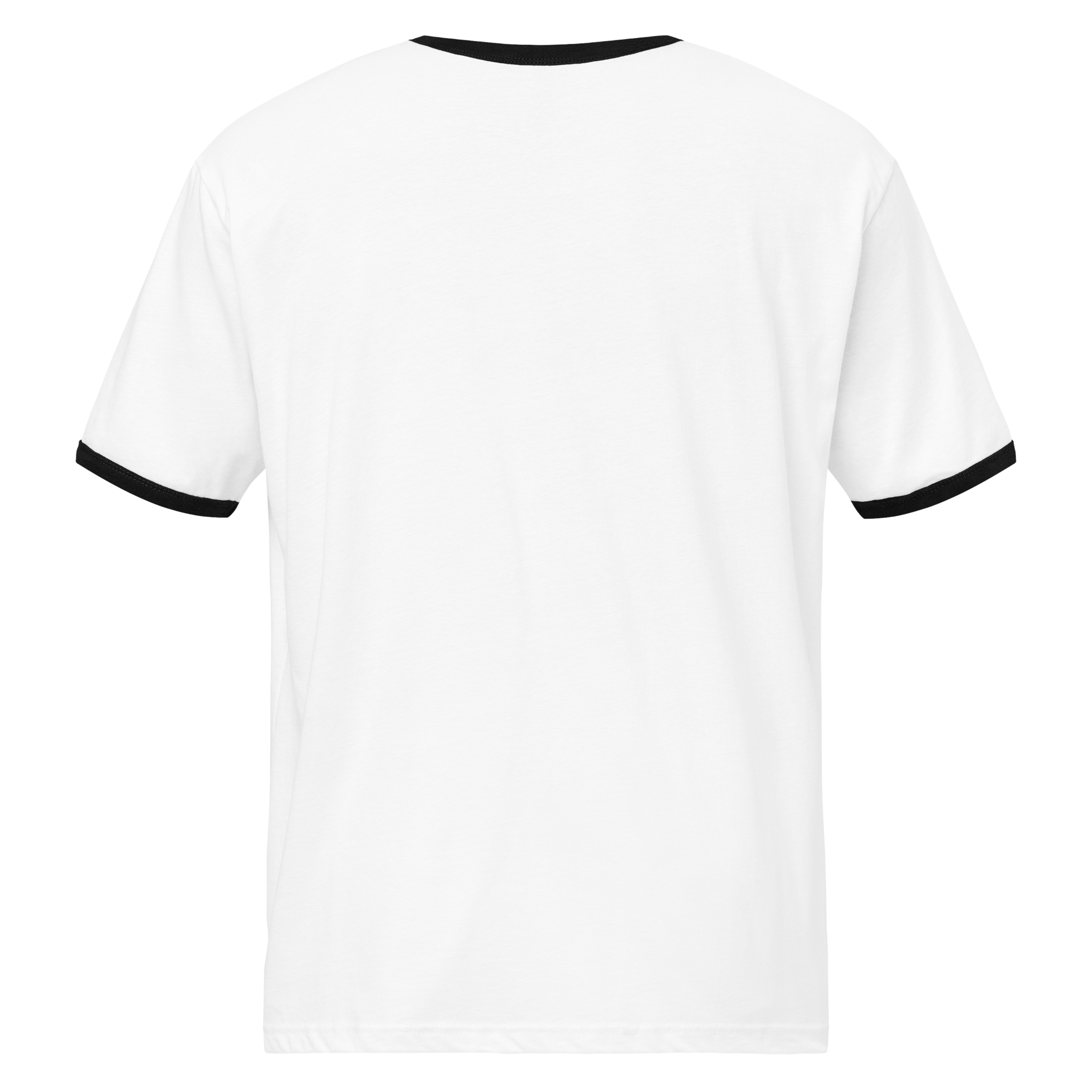 White and black ringer tee, plain back view