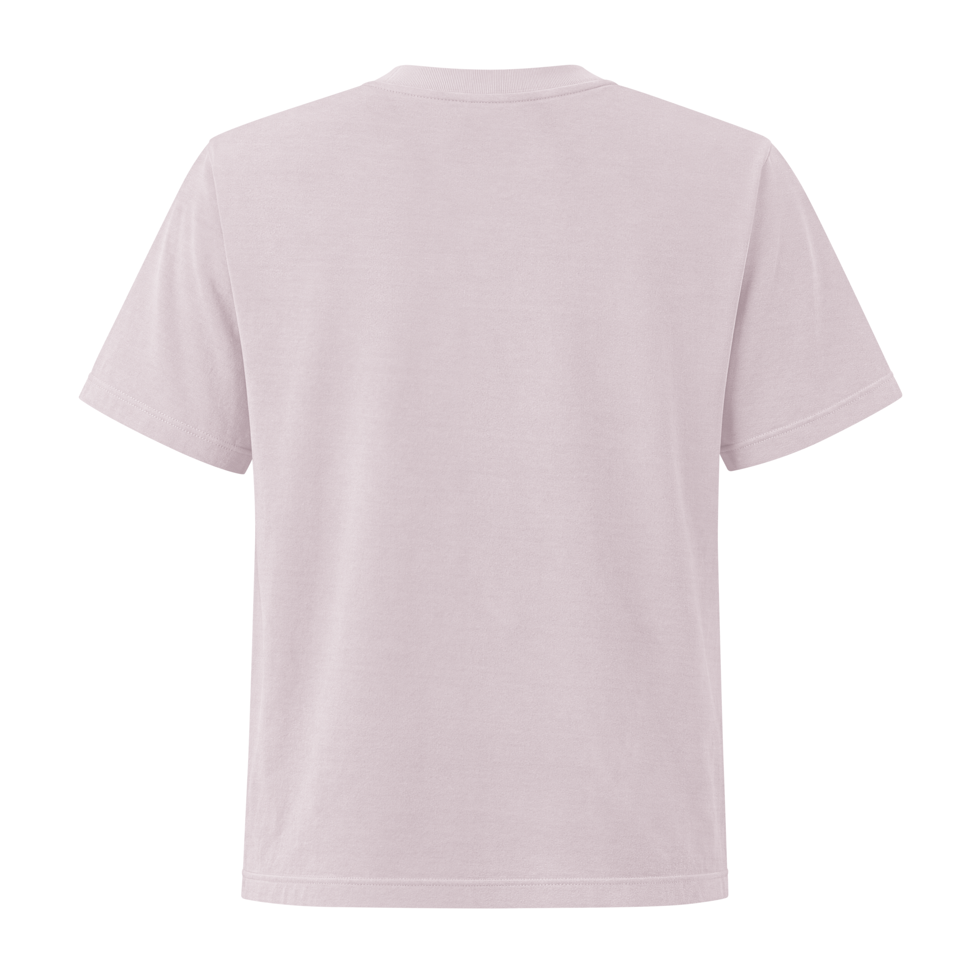 Washed lavender garment-dyed tee, plain back view