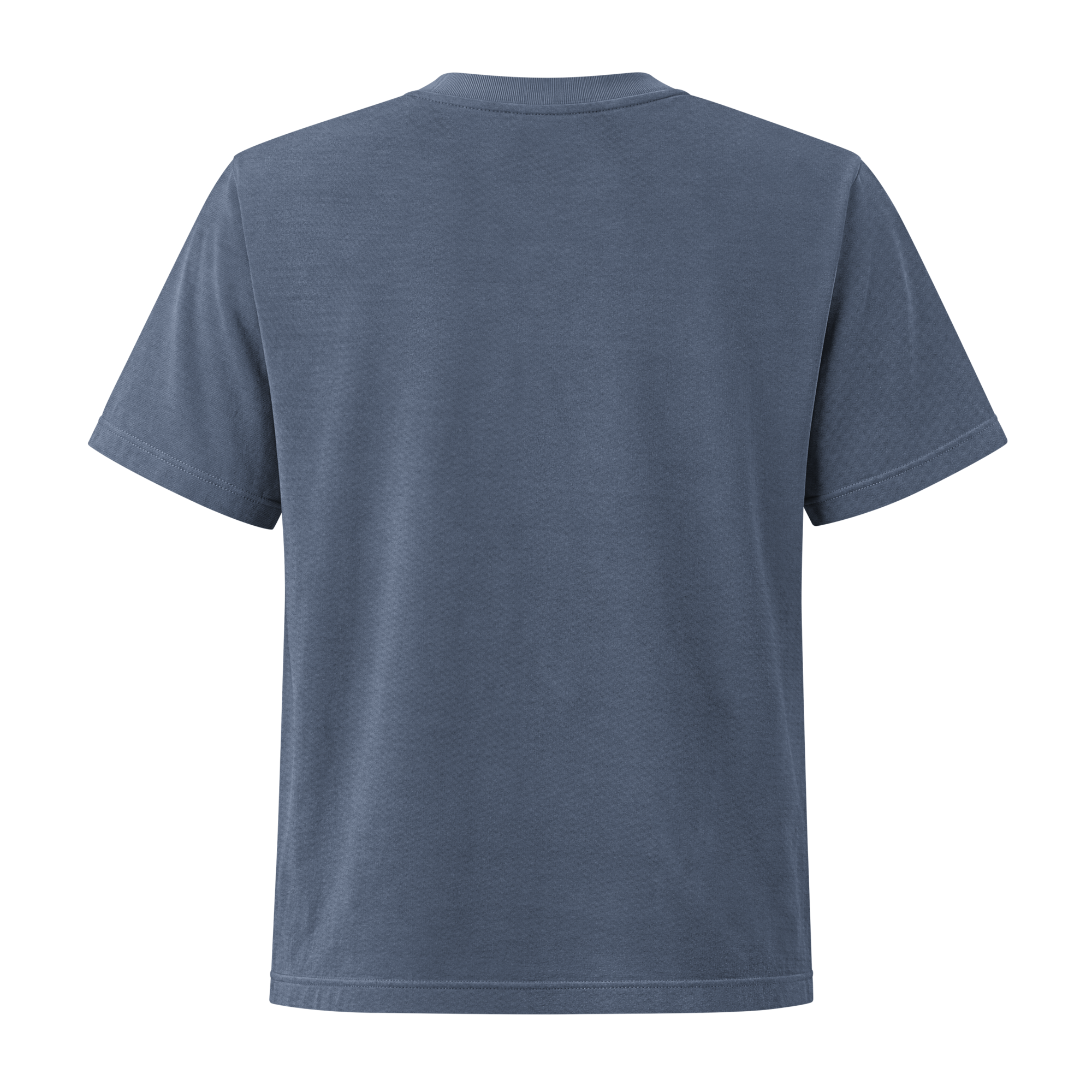 Washed navy garment-dyed tee, plain back view